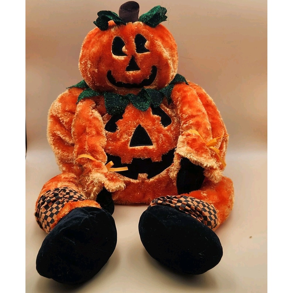 VTG Kids of America Halloween Jack O Lantern Pumpkin Jumbo Plush Shelf Sitter